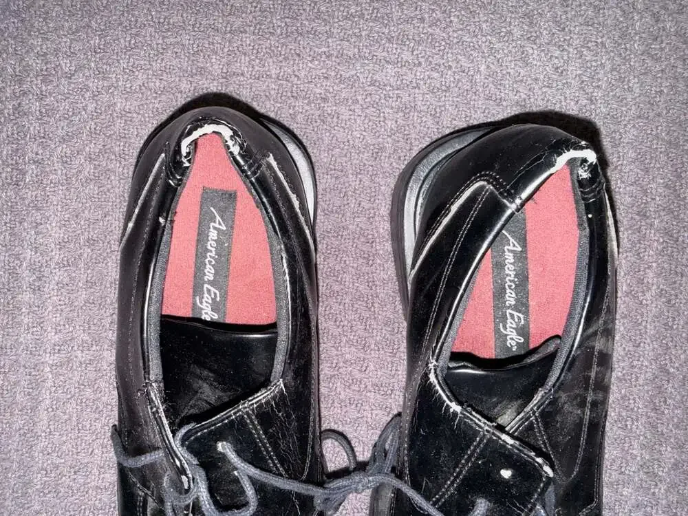 American Eagle Black Synthetic Leather Lace-Up Square Toe Dress Shoes Men's Size